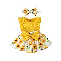 Baby Girl Clothes Newborn Romper Dress Infant Lace Ruffle Sleeveless Summer Outfits with Headband 0-12 Months