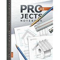 PROJECTS Notebook 2-in-1: Graph Paper Notebook with Two Grids – Engineering and Wide-Angle Isometric Grid for Drafting, 3D Drawing, Sketching Effortlessly | 8.5