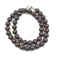 Natural Iron Tiger Eye Gemstone Round Beaded Stretchable 15.5 Inches Choker Necklace For Girls and Women, Unisex Necklace, Handmade Designer Necklace For Gift, Christmas