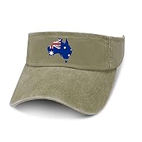Australia Flag Map Leaky Top Denim Hat Print Sun Visor Hat Baseball Cap Golf Hat for Adult