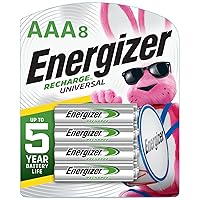 Energizer Rechargeable AAA Batteries, Recharge Universal Triple A Battery Pre-Charged, 8 Count