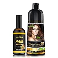 Hair Color Shampoo for Gray 500 ML Chestnut Brown + Vitalizer Serum, Hair Strengthener, Thinning, Repairs Hair Follicles, Promotes Thicker, Stronger Hair