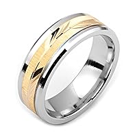 Two-tone cobalt and 14K yellow gold 7 millimeters wide wedding band