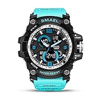 Sports Digtial Watch Dual Display Military Watches for Men Led Quartz Wrist Watches for Kids Teenagers S Shock Clock,Light Blue