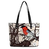 Womens Handbag Red Bird Leather Tote Bag Top Handle Satchel Bags For Lady