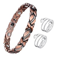 Lymphatic Drainage Magnetic Rings for Women,Adjustable Lymphatic Drainage Copper Bracelets, Magnetic Lymph Detox Ring Love Heart Gift