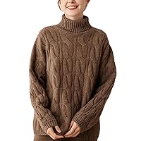 Autumn and Winter 100% Cashmere Sweater Turtleneck Women's Thickened Warm Loose Large Size Knitted Sweater