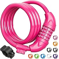 Titanker Bike Lock, Bicycle Lock 4 Feet Cable Lock 1/2 Inch Resettable Bike Lock Combination with Mounting Bracket, Bike Accessories for Bicycle, Electric Scooter, Motorcycle