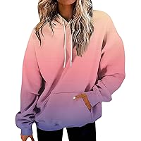 XHRBSI Plus Size Sweater For Women Fashion Daily Versatile Casual Crewneck Sweatshirts Graphic Daily Long Sleeve Gradient