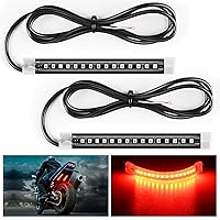 Nilight 2PCS 5Inch LED Motorcycle Turn Signal Running Brake Stop Tail Light Strips Red Beam Flexible Bend Adhesive Universal Fit Harley Motorcycle Dirt Bikes Snowmobile ATV, 2 Years Warranty