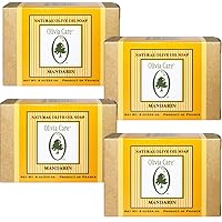 Olivia Care Premium Mandarin Bath & Body Bar Soap Organic, Vegan & Natural Olive Oil Repairs, Hydrates, Moisturizes & Deep Cleans Vitamin C Good for Sensitive Dry Skin Made in USA 8 OZ – (4 PACK)