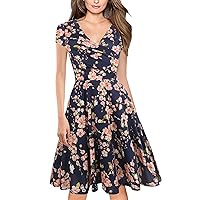 My Orders, Modest Dresses for Women, Womens Summer, Short Sleeve V Neck Pleated Waistband Large Hem Slim Fit Dress (XL, Pink)