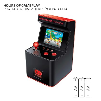 My Arcade Retro Arcade Machine X Playable Mini Arcade: 300 Retro Style Games Built In, 5.75 Inch Tall, AA Battery Powered, 2.5 Inch Color Display, Illuminated Buttons, Speaker, Volume Control