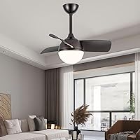 Ceilifans,Diniroom Bedroom Small Ceilifan with Light Motor Dc Reversible Fan Light 6 Wind Speed for Child's Room Small/Brown/B