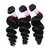 Mike & Mary® Hair Brazilian Virgin Hair 3 Bundles Loose Wave 300g Unprocessed Natural Color Human Hair Weave (22 24 26inch, Natural Color)