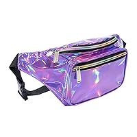 Holographic 80s 90S Rave Stars Neon Transparent Gravel Fanny Pack for Women - Great Waist Pack for Games, Concerts, Rave, Festival, Travel