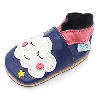 Dotty Fish Baby Shoes, Girls Soft Sole Leather Crib Shoes, Toddler Shoes, Non Slip Suede Soles. 0-6 Months - 4-5 Years