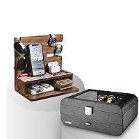 Homde Gifts for Men Bundle: Tidy Up Your Dresser with a Watch Box and a Charging Station Storage