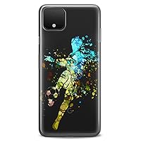 TPU Case Compatible for Google Pixel 8 Pro 7a 6a 5a XL 4a 5G 2 XL 3 XL 3a 4 Football Player Cute Design Clear Slim fit Top Flexible Silicone Watercolor Manly Sport Game Print Boy Soft Paint