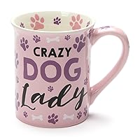 Crazy Dog Lady Purple Paw Prints 16 Ounce Ceramic Coffee Mug