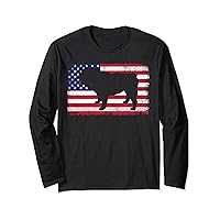English Bulldog Dog 4th of July Patriotic American Flag USA Long Sleeve T-Shirt