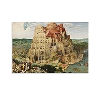 The Tower of Babel by Pieter Bruegel The Elder Artworks Picture Print Poster Wall Art Painting Canvas Gift Decor Home Posters Decorative 20x30inch(50x75cm)