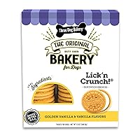 Three Dog Bakery Lick'n Crunch Sandwich Cookies Premium Dog Treats with No Artificial Flavors, Golden & Vanilla Flavor, 13 Ounces