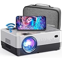 DBPOWER WiFi Projector, 9000L Full HD 1080p Video Projector with Carry Case, Support iOS/Android Sync Screen, Zoom&Sleep Timer, 4.3” LCD Home Movie Projector Compatible w/Smart Phone/Laptop