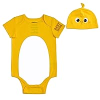 Baby Shark Baby Boys Bodysuit and Hat Set for Newborns and Infants – Yellow/White