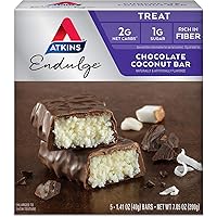 Atkins Endulge Chocolate Coconut Bar, Dessert Favorite, High in Fiber, 1g Sugar, 5 Count