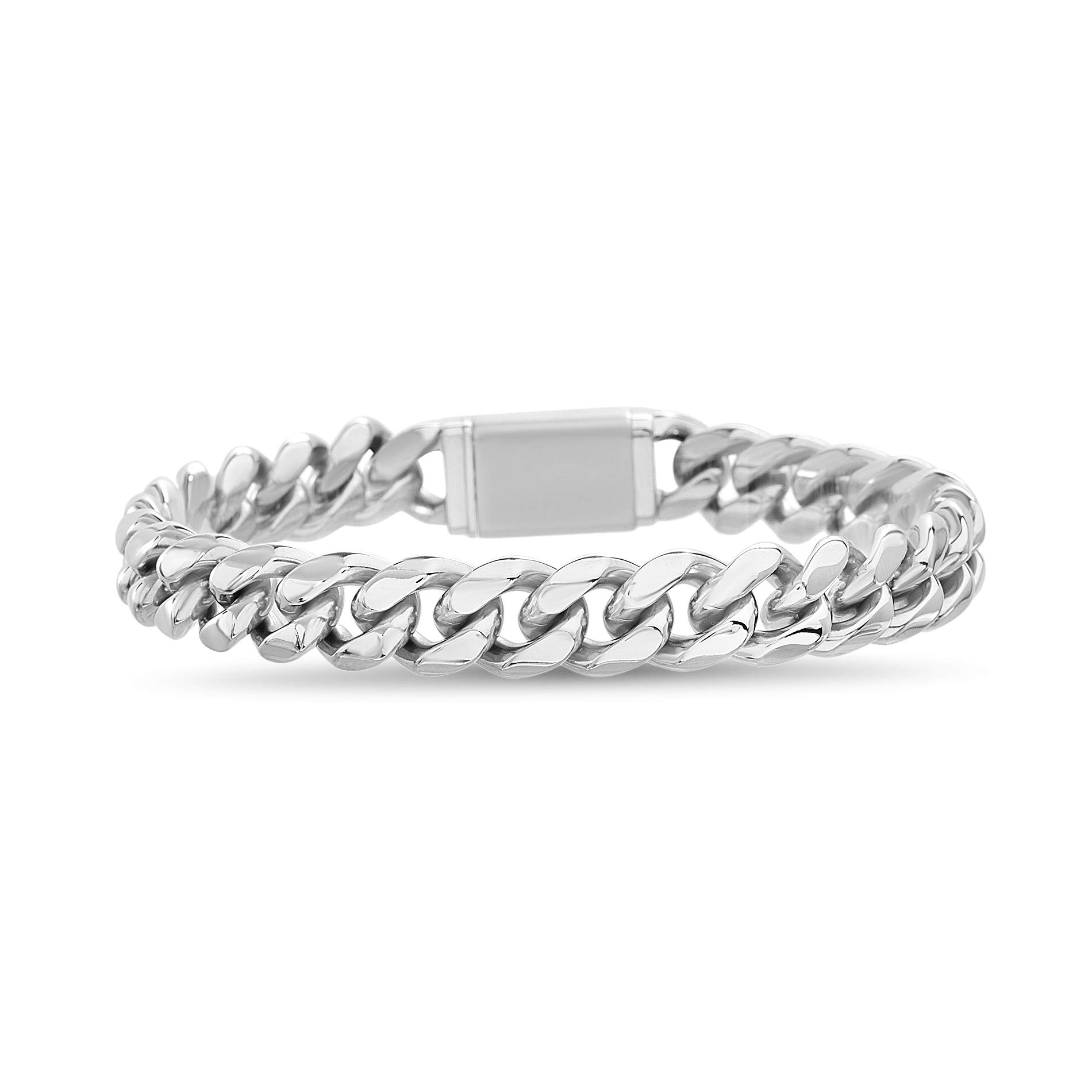 Nautica Men’s Bracelet – Stainless Steel Miami Cuban Flat Link Curb Chain Bracelet for Women