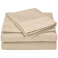 Superior 3-Line Embroidered Sheet Set, Ivory, Full, 4-Piece