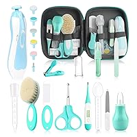 Baby Grooming Kit, Electric Safety Nail Trimmer Baby Nursery Kit，Infant Safety Care Set with Hair Brush Comb Nail Clipper Nasal Aspirator,Baby Essentials Kit for Newborn Girls Boys (25 Pc Green Kit)