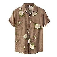 Men's Vintage Summer Short Sleeve Shirt Regular Fit Casual Button Down Beach Shirts Summer Holiday Hawaiian Vacation Shirt