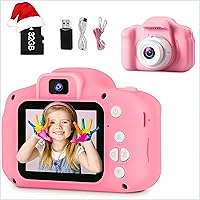 Kids Camera with 32GB SD Card is an Ideal Gift for Kids on Christmas, Easter, Children's Day, Birthday or Other Holidays.（Pink）