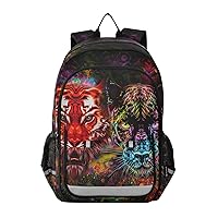 ALAZA Tiger Panther Animal Print Galaxy Colorful Laptop Backpack Purse for Women Men Travel Bag Casual Daypack with Compartment & Multiple Pockets