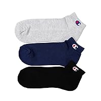 Champion CMSCY402/CMSCH302 Men's Socks, Plain Socks, 3-Pair Set, Half Pile, One Point Logo, Sneaker-In Socks
