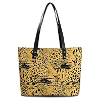 Womens Handbag Leopard Animal Print Leather Tote Bag Top Handle Satchel Bags For Lady