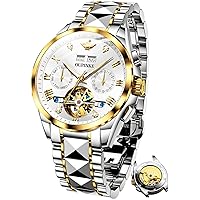 OUPINKE Mens Automatic Watch Diamond Skeleton Mechanical Self Winding Luxury Dress Wrist Watch Sapphire Crystal Tungsten