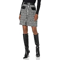 Karl Lagerfeld Paris Women's Tweed with Faux Leather Skirt