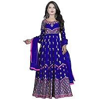 Jessica-Stuff Women Solid, Embroidered Cotton Silk Semi Stitched Anarkali Wedding Dress (1167)