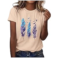Feather Tshirts Shirts for Women Graphic Vintage Trendy Summer Tops Peace Love Kindness T-Shirt Short Sleeve Blouse