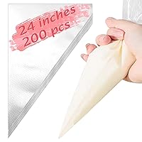 24 Inch Extra Large Piping Bags, 200 PCS Clear Disposable Icing bags, Thickened Non-Slip and Anti-Burst Pastry Bags for Baking and Decorating Desserts Cakes Cookie