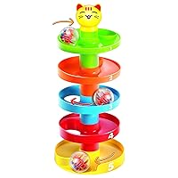 5 Layer Ball Drop and Roll Swirling Tower for Baby and Toddler Development Educational Toys | Stack, Drop and Go Ball Ramp Toy Set Includes 3 Spinning Acrylic Activity Balls with Colorful Beads