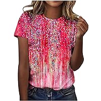 Casual T Shirts for Women Floral Printed Boho Tops Relaxed Fit Crewneck Short Sleeve Super Soft Summer Tee Shirts