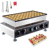 VEVOR 110V Mini Dutch Pancake Baker, 50PCS 1700W Commercial Electric Nonstick Waffle Maker Machine, 1.8 Inches Pancake Maker with 2 Thermostats & 2 Timers Separate Control, for Home and Restaurants