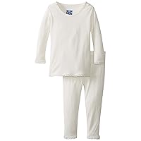 KicKee Pants Baby-Girls Solid Long Sleeve Scallop Pajama