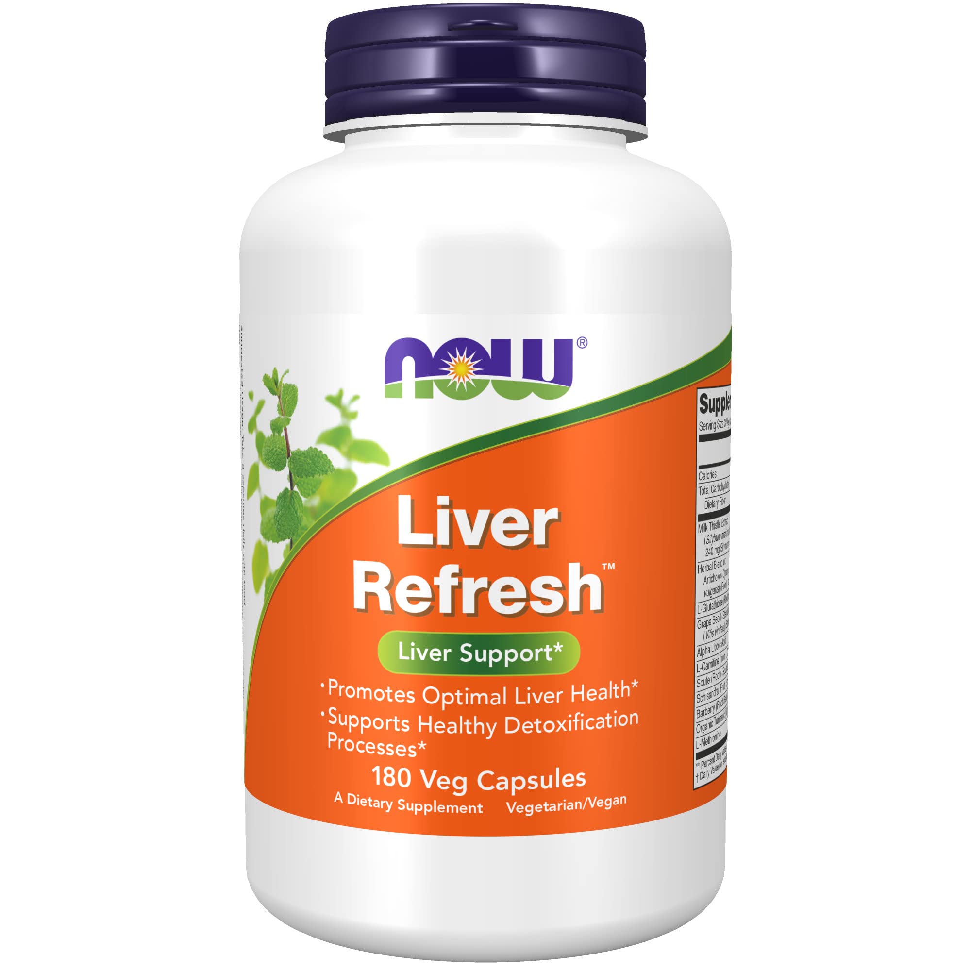 NOW Supplements, Liver Refresh™ with Milk Thistle Extract and unique Herb-Enzyme blend, 180 Veg Capsules