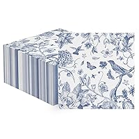 Horaldaily 100 Spring Disposable Paper Decorative Luncheon Napkins, Hand-drawing Flowers and Birds for Party Lunch Dinner Kitchen Bathroom