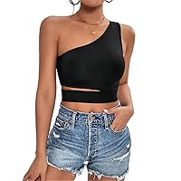 Women's Tops One Shoulder Cut Out Crop Top Sexy Tops for Women